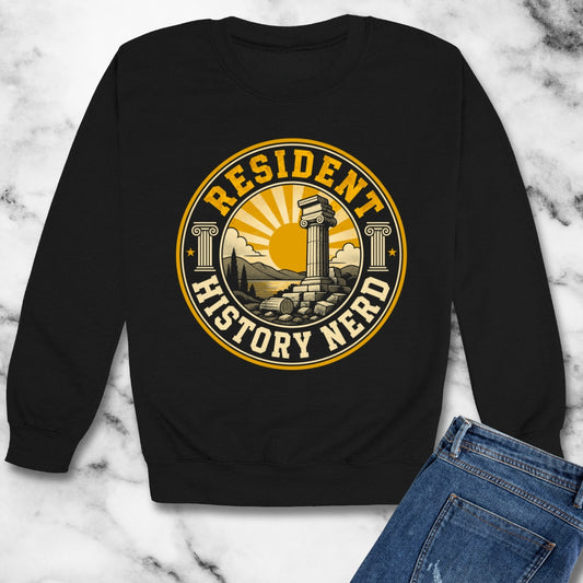Resident History Nerd Badge Style Unisex Heavy Crewneck Sweatshirt