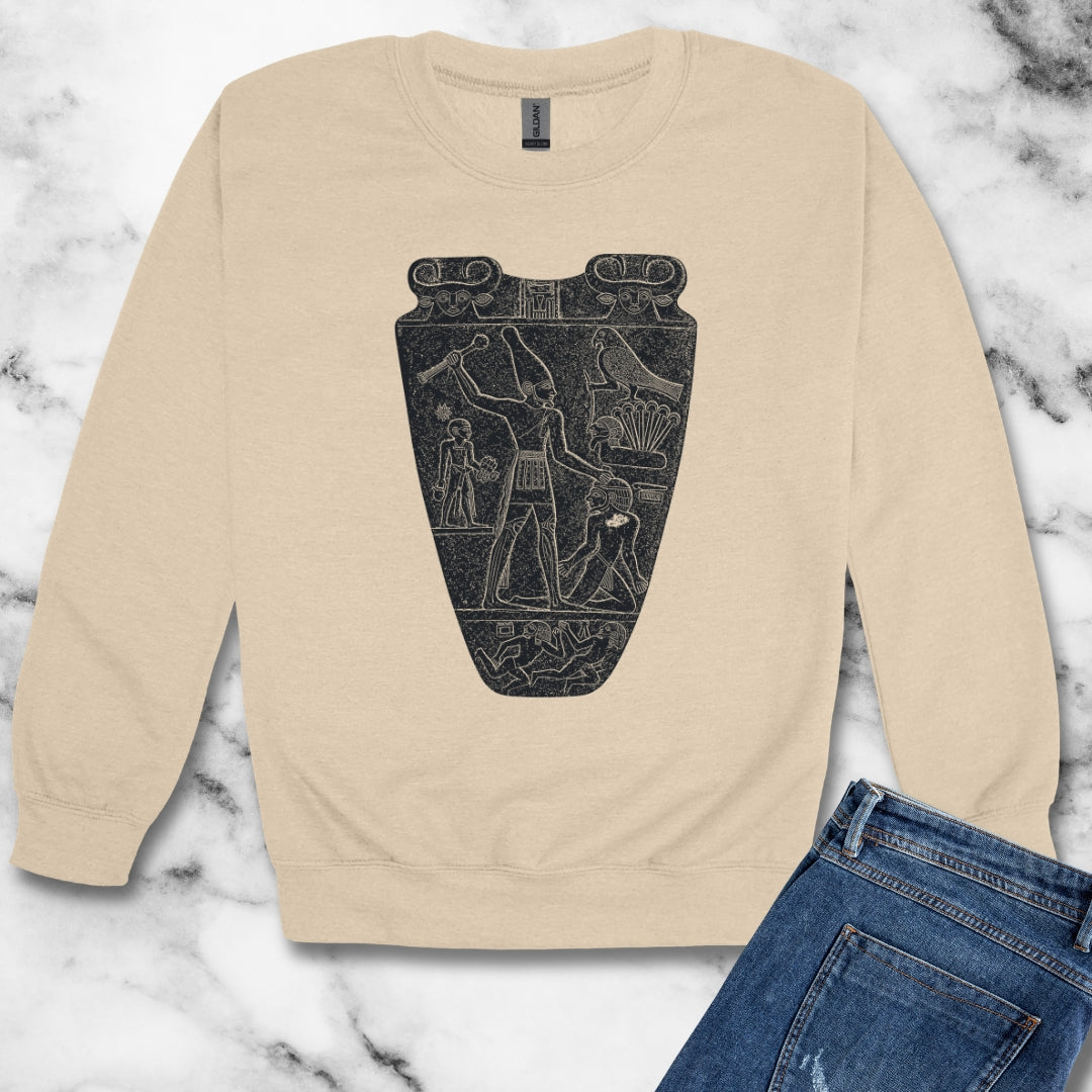 Egyptian Narmer Palette Unisex Heavy Crewneck Sweatshirt