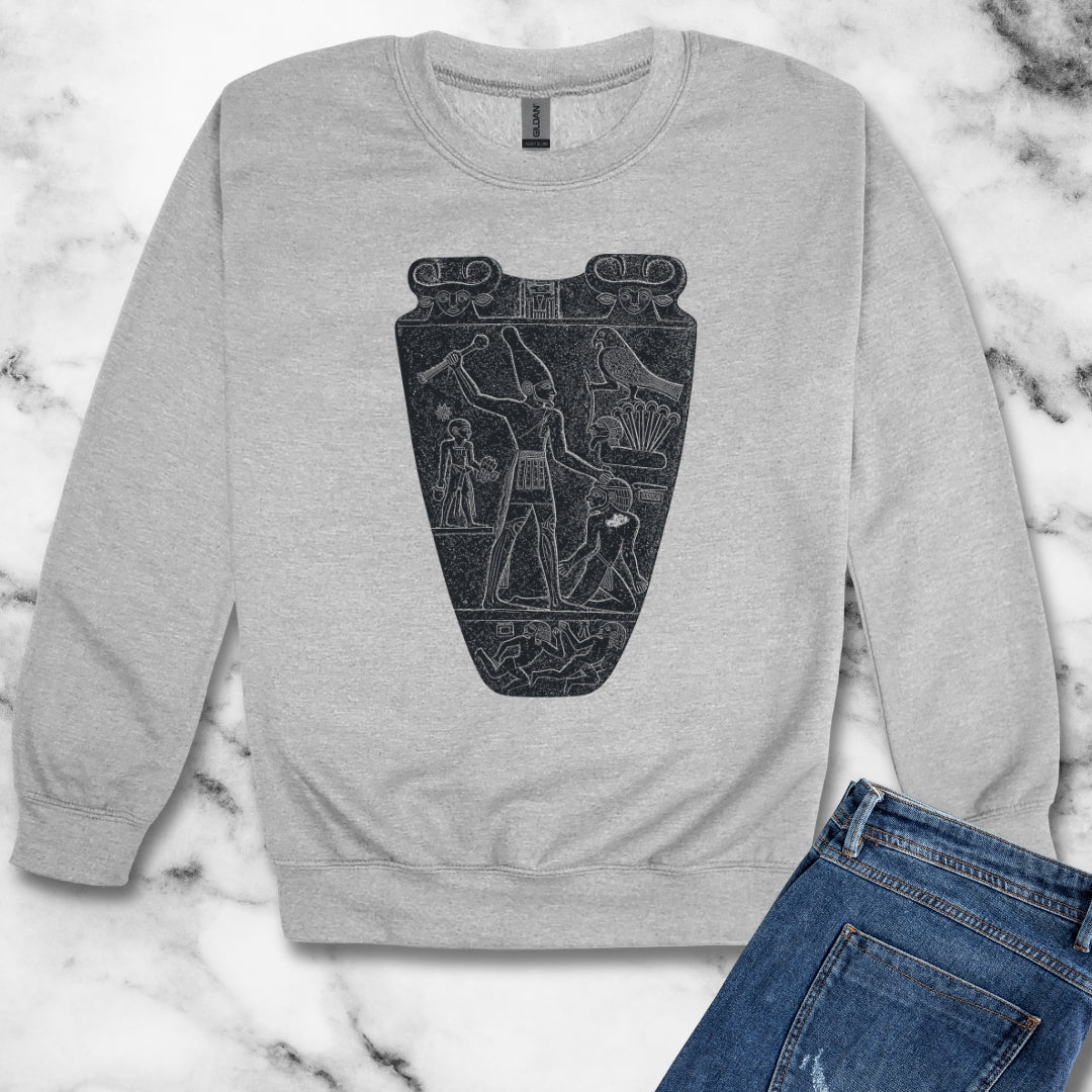 Egyptian Narmer Palette Unisex Heavy Crewneck Sweatshirt
