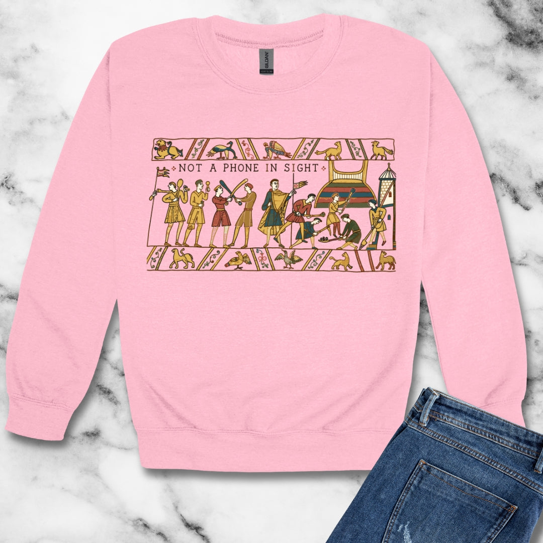 Bayeux Tapestry Not a Phone in Sight Unisex Heavy Crewneck Sweatshirt