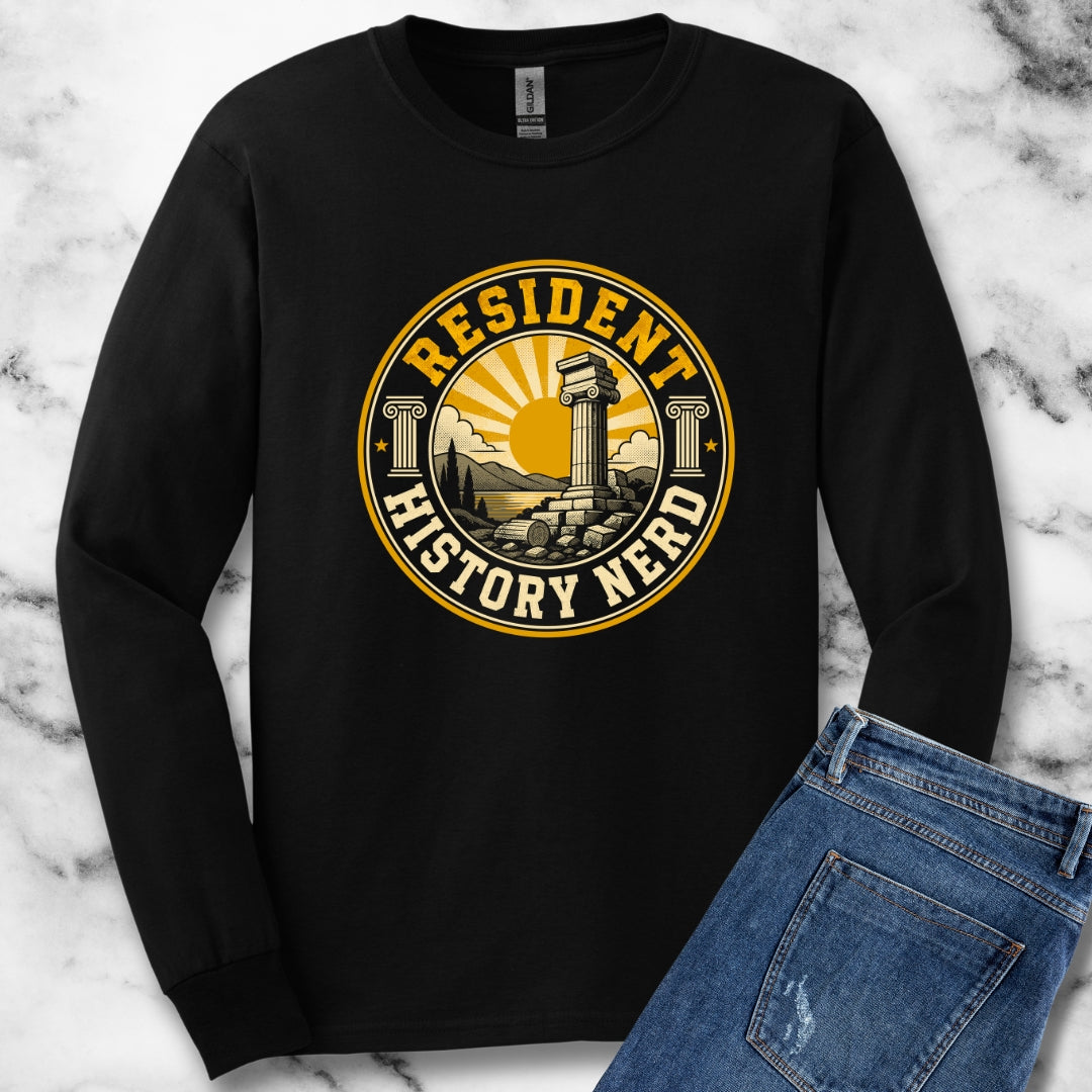 Resident History Nerd Badge Style Unisex Long Sleeve Tee
