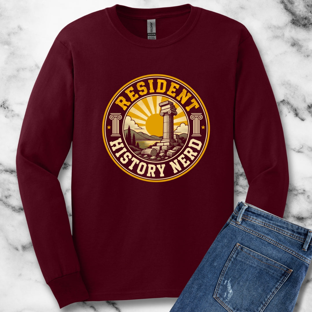 Resident History Nerd Badge Style Unisex Long Sleeve Tee