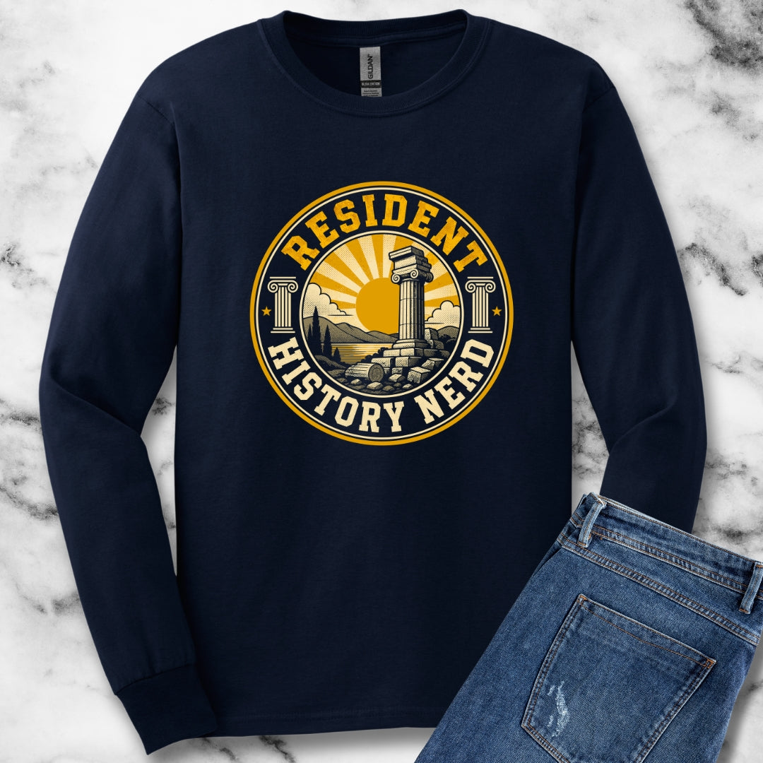 Resident History Nerd Badge Style Unisex Long Sleeve Tee