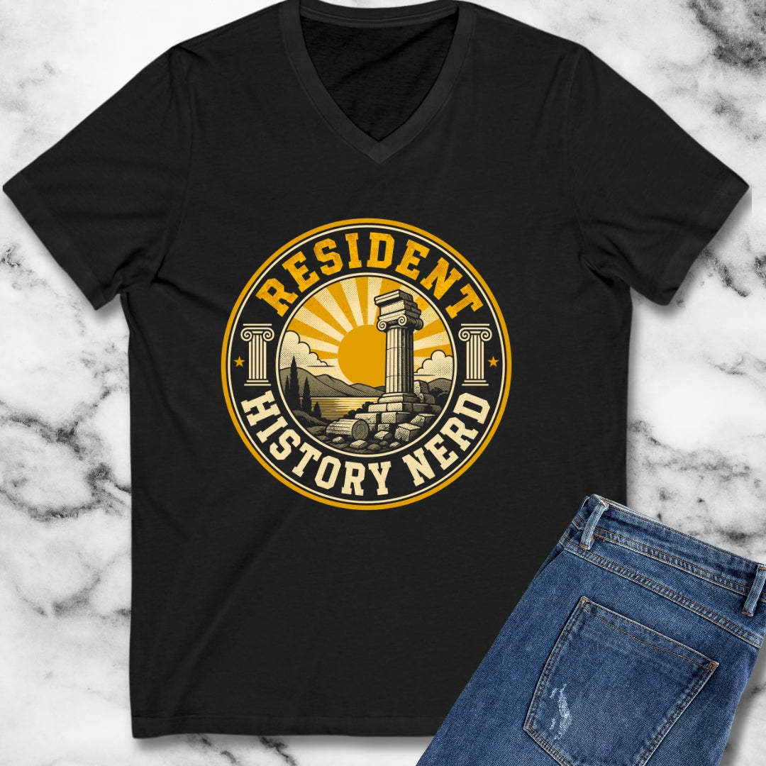 Resident History Nerd Badge Style V-Neck