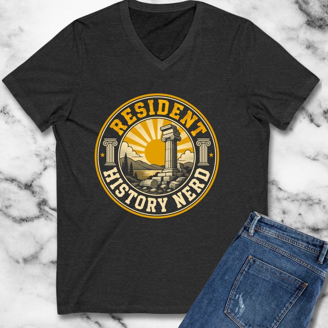 Resident History Nerd Badge Style V-Neck