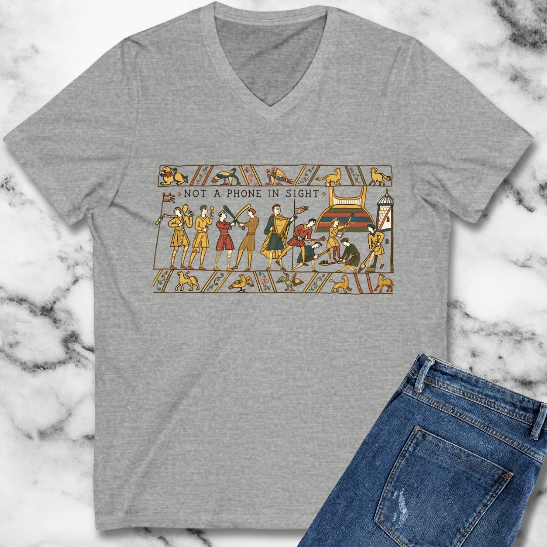 Bayeux Tapestry Not a Phone in Sight V-neck