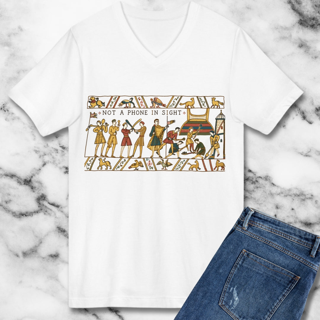 Bayeux Tapestry Not a Phone in Sight V-neck