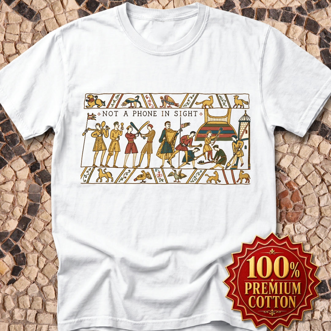 Bayeux Tapestry Not a Phone in Sight Premium Tee