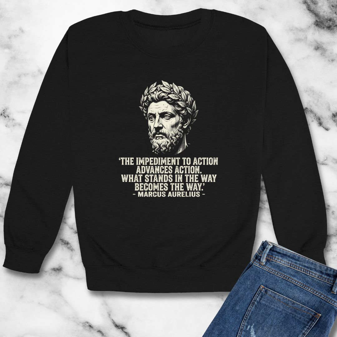 Marcus Aurelius Quote The Obstacle is the Way Unisex Heavy Crewneck Sweatshirt