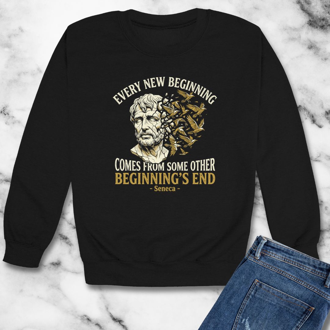 Seneca Every New Beginning Quote Unisex Heavy Crewneck Sweatshirt