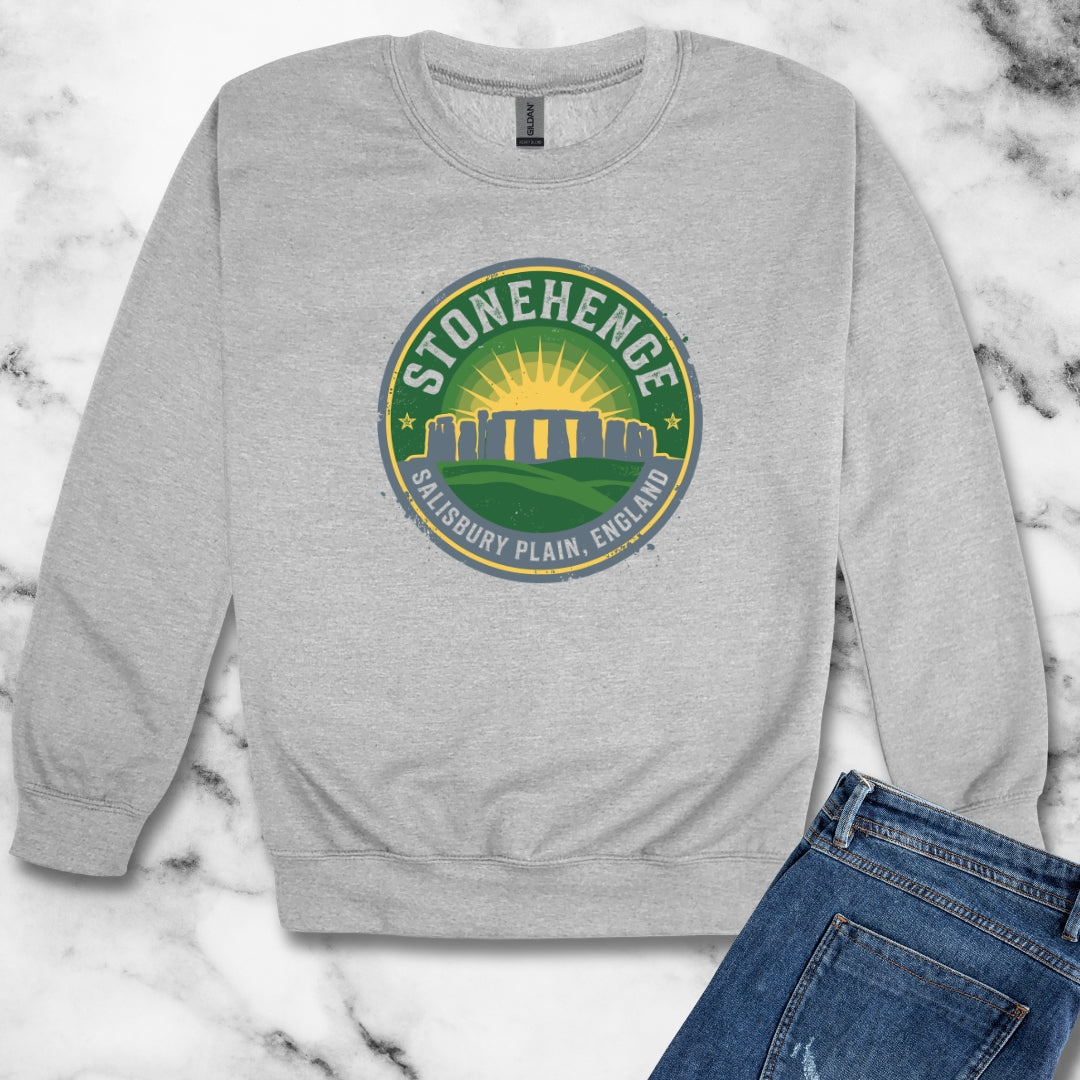 Stone Henge Badge Unisex Heavy Crewneck Sweatshirt