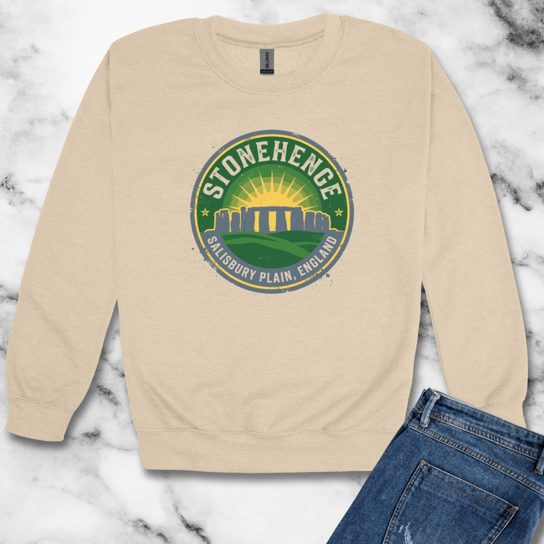 Stone Henge Badge Unisex Heavy Crewneck Sweatshirt