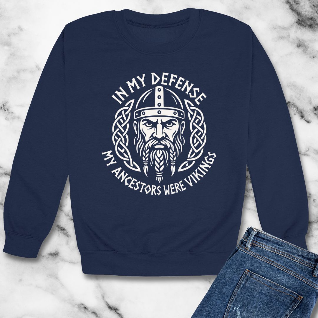 In My Defense Ancestors Viking Unisex Heavy Crewneck Sweatshirt