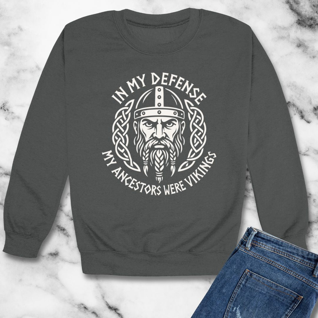 In My Defense Ancestors Viking Unisex Heavy Crewneck Sweatshirt