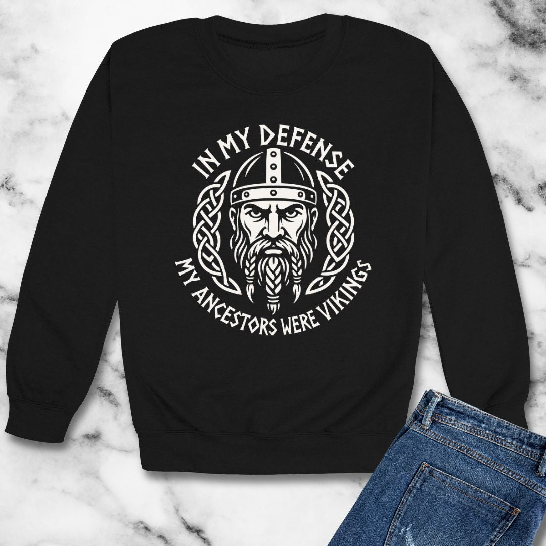 In My Defense Ancestors Viking Unisex Heavy Crewneck Sweatshirt