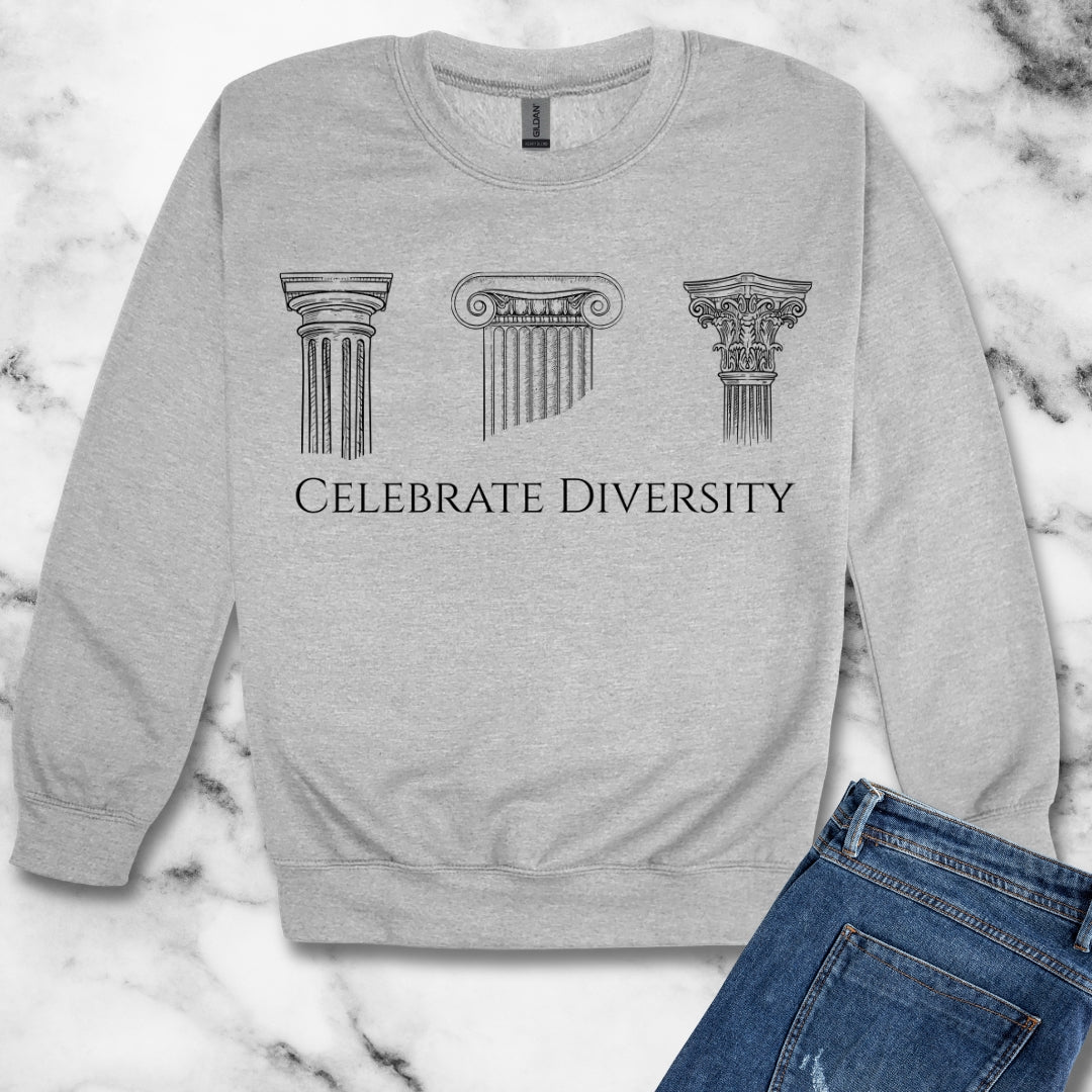 Celebrate Diversity Greek Columns Unisex Heavy Crewneck Sweatshirt