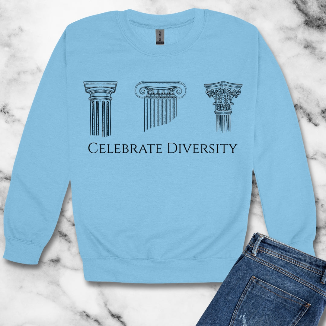Celebrate Diversity Greek Columns Unisex Heavy Crewneck Sweatshirt