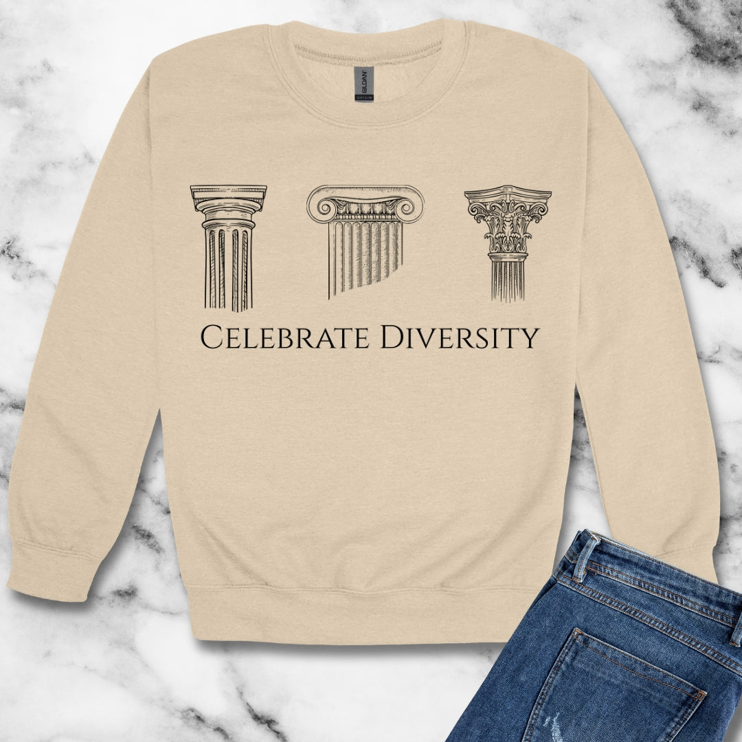 Celebrate Diversity Greek Columns Unisex Heavy Crewneck Sweatshirt