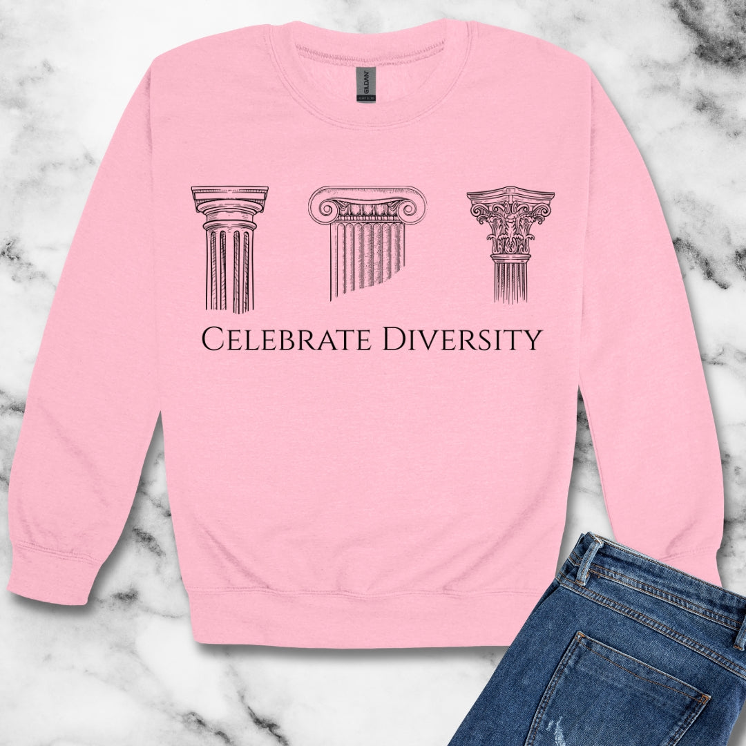 Celebrate Diversity Greek Columns Unisex Heavy Crewneck Sweatshirt