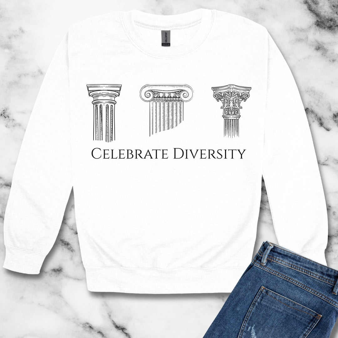 Celebrate Diversity Greek Columns Unisex Heavy Crewneck Sweatshirt