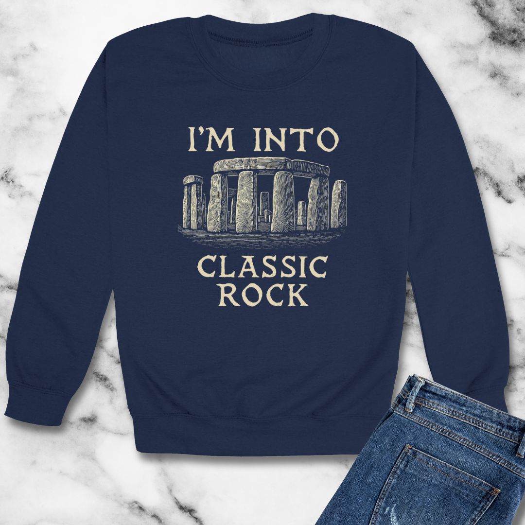 Stone Henge I'm Into Classic Rock Unisex Heavy Crewneck Sweatshirt