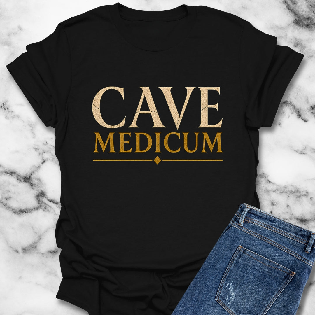 Carved Style Cave Medicum Beware the Doctor T-Shirt