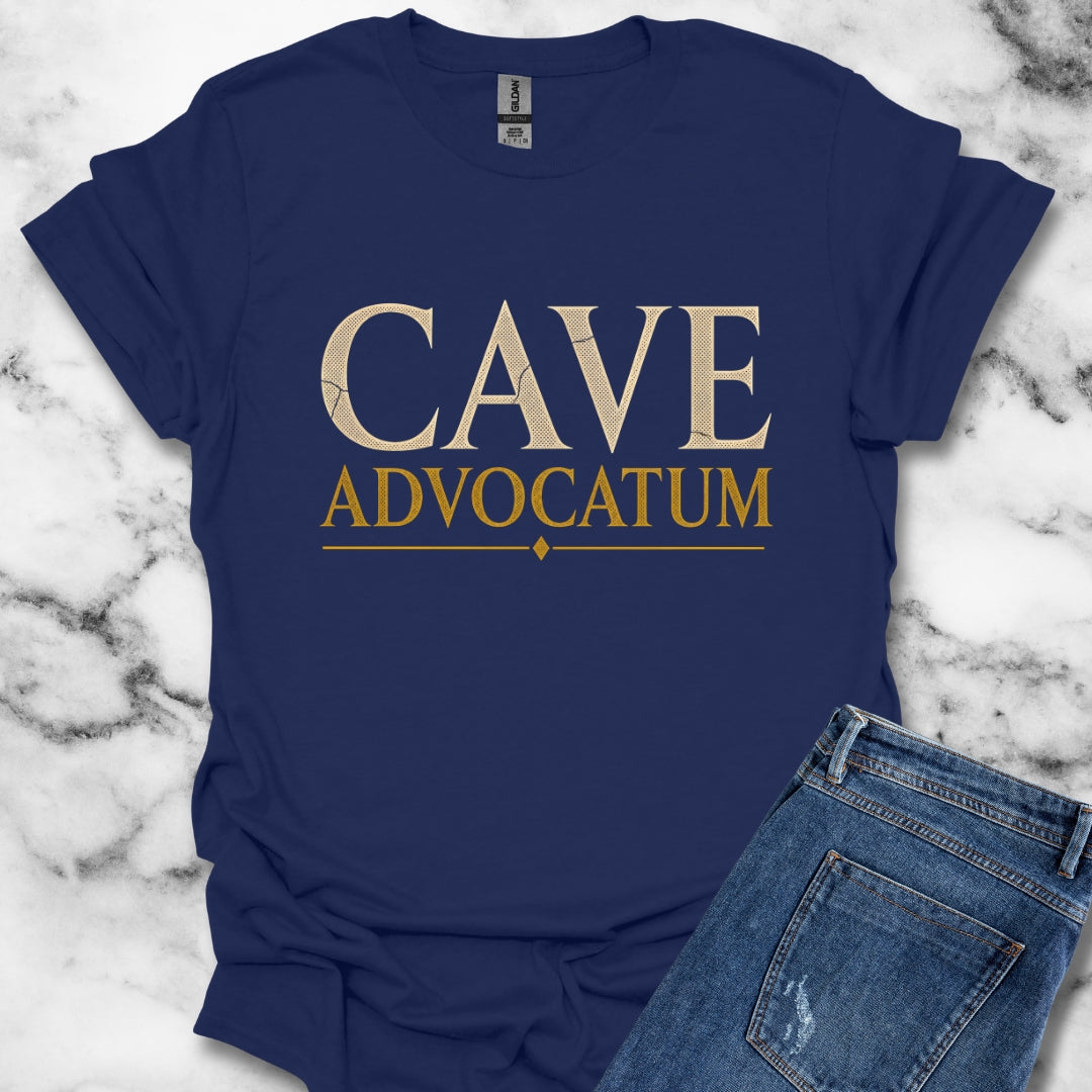 Carved Style Cave Advocatum Beware the Lawyer T-Shirt