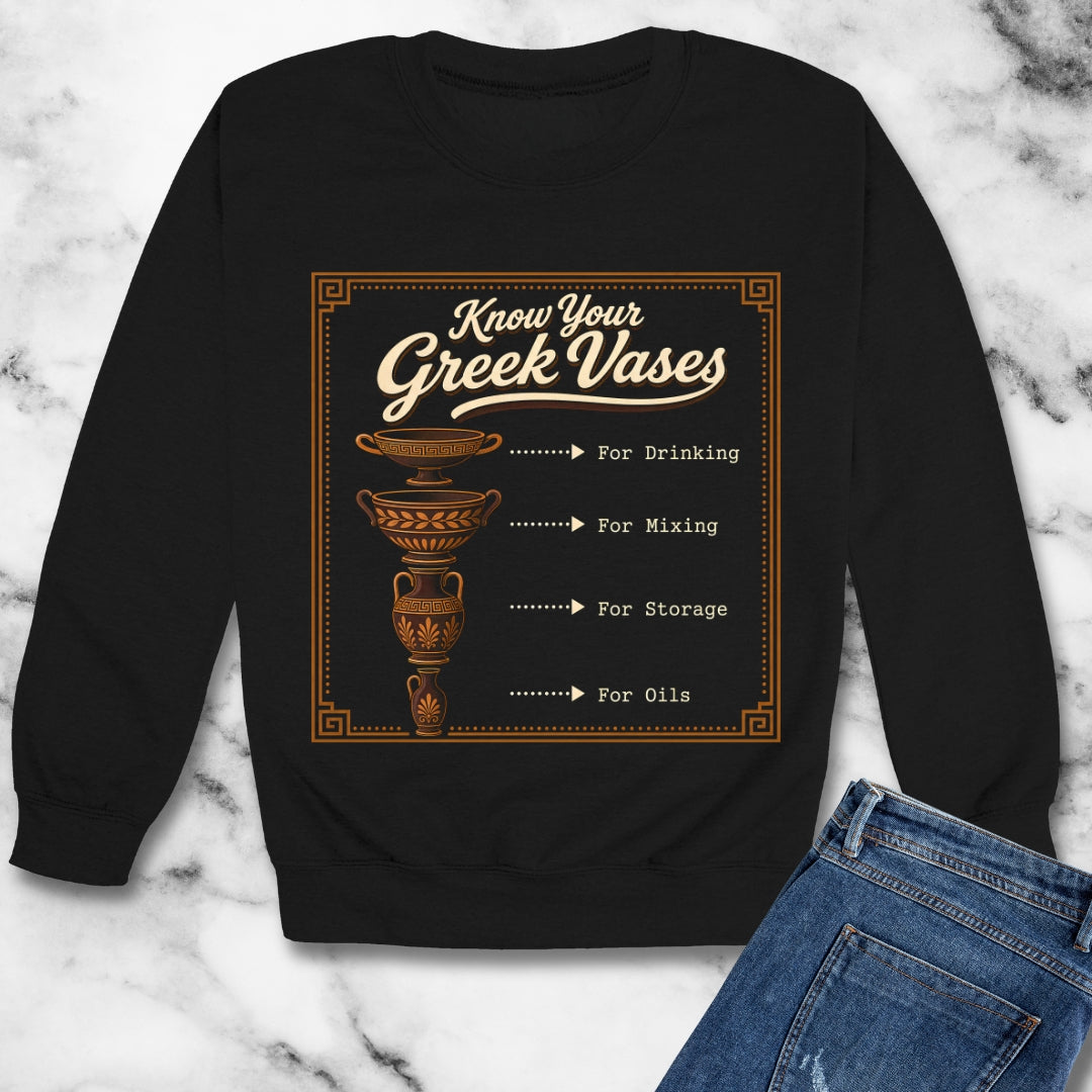 Know Your Greek Vases Coffee Menu Unisex Heavy Crewneck Sweatshirt