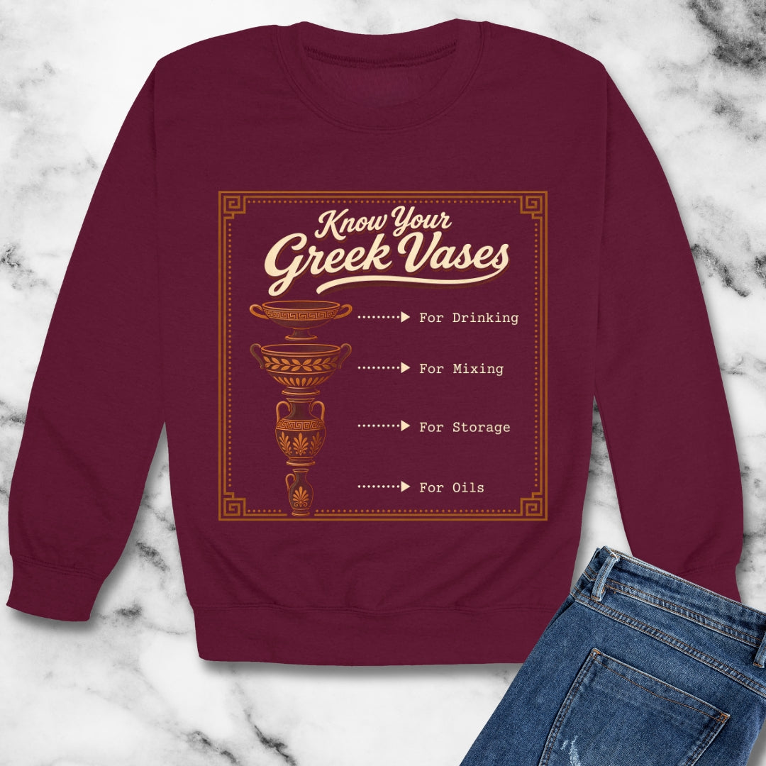 Know Your Greek Vases Coffee Menu Unisex Heavy Crewneck Sweatshirt