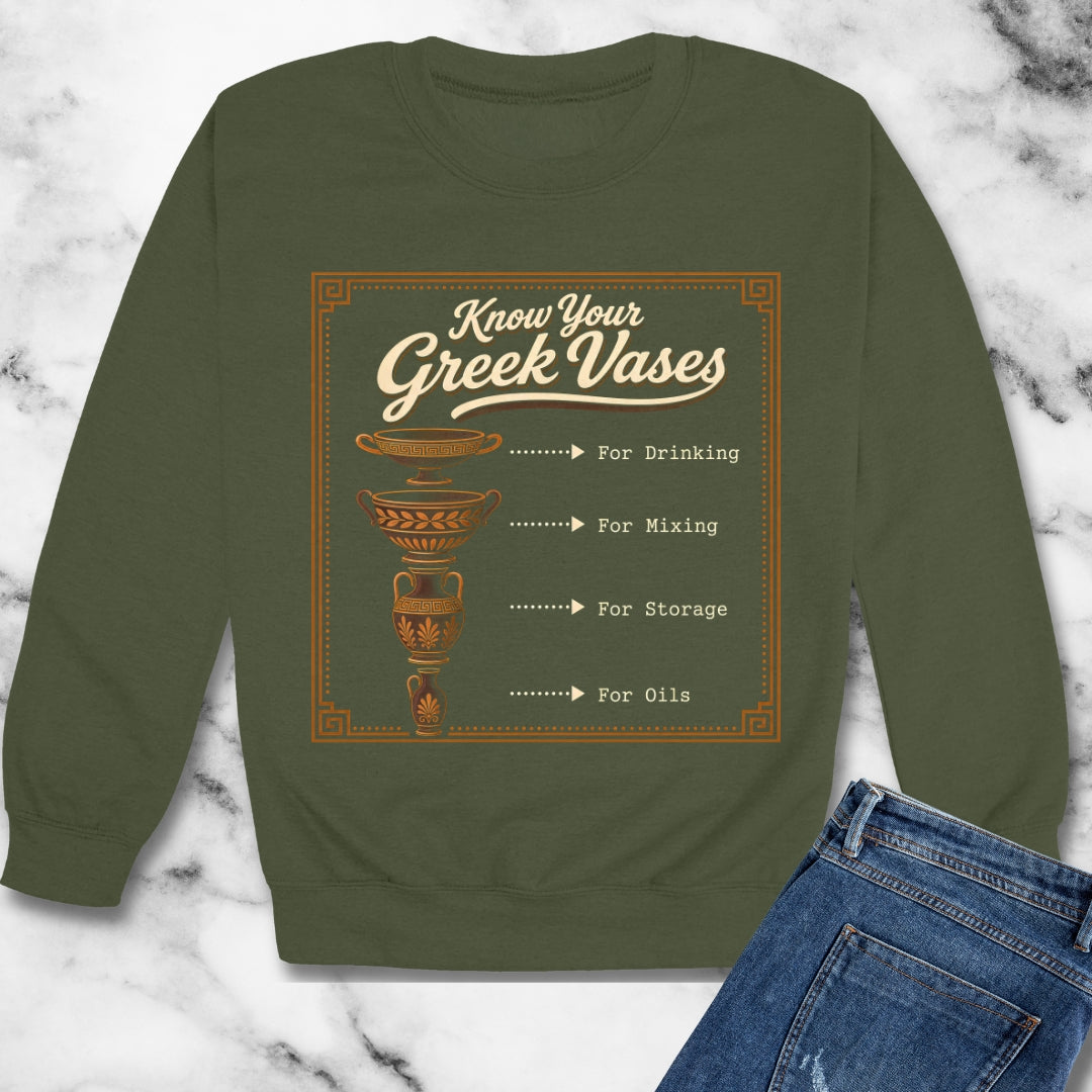 Know Your Greek Vases Coffee Menu Unisex Heavy Crewneck Sweatshirt