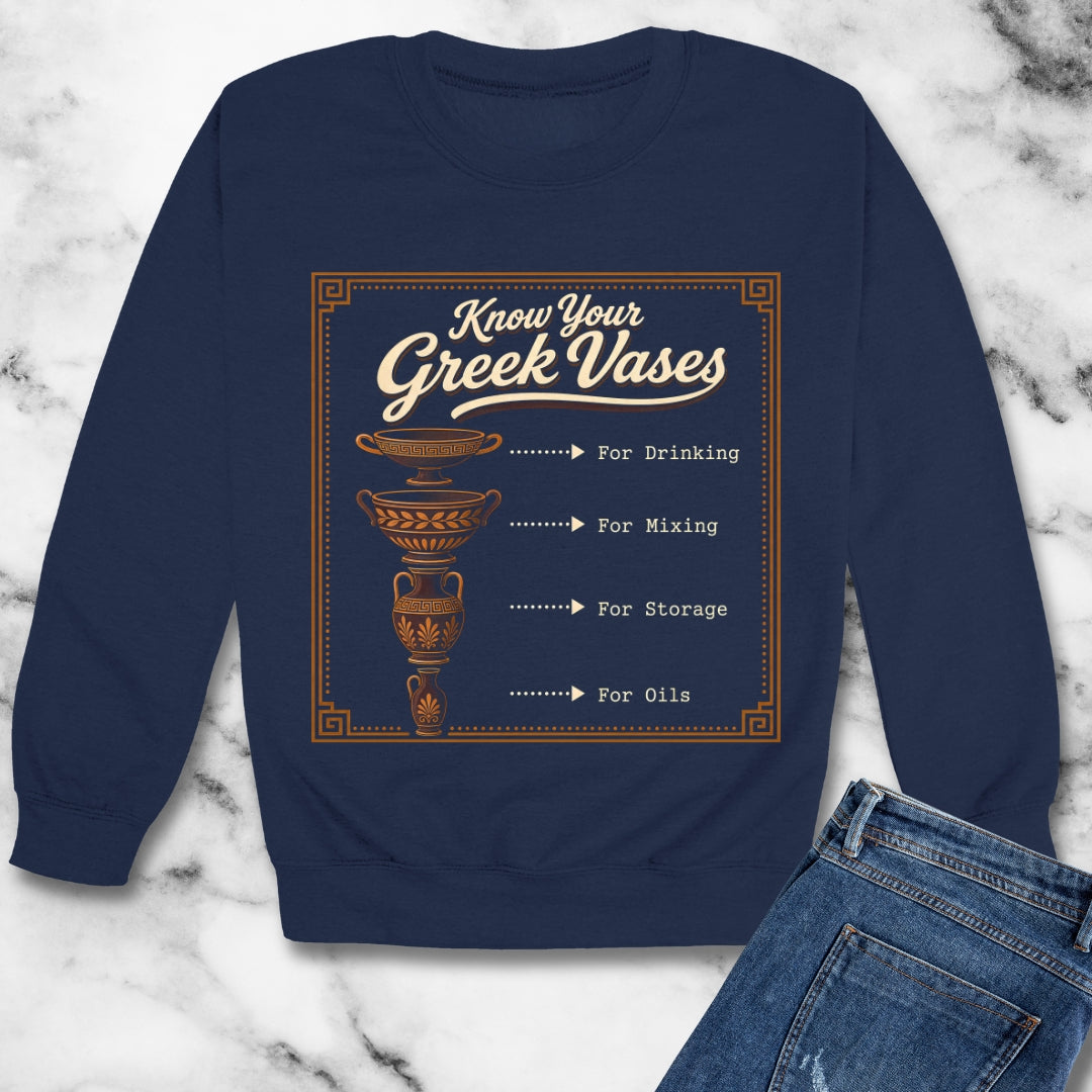 Know Your Greek Vases Coffee Menu Unisex Heavy Crewneck Sweatshirt