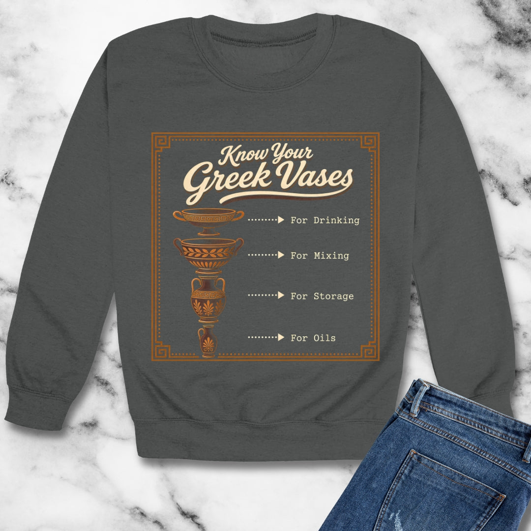 Know Your Greek Vases Coffee Menu Unisex Heavy Crewneck Sweatshirt