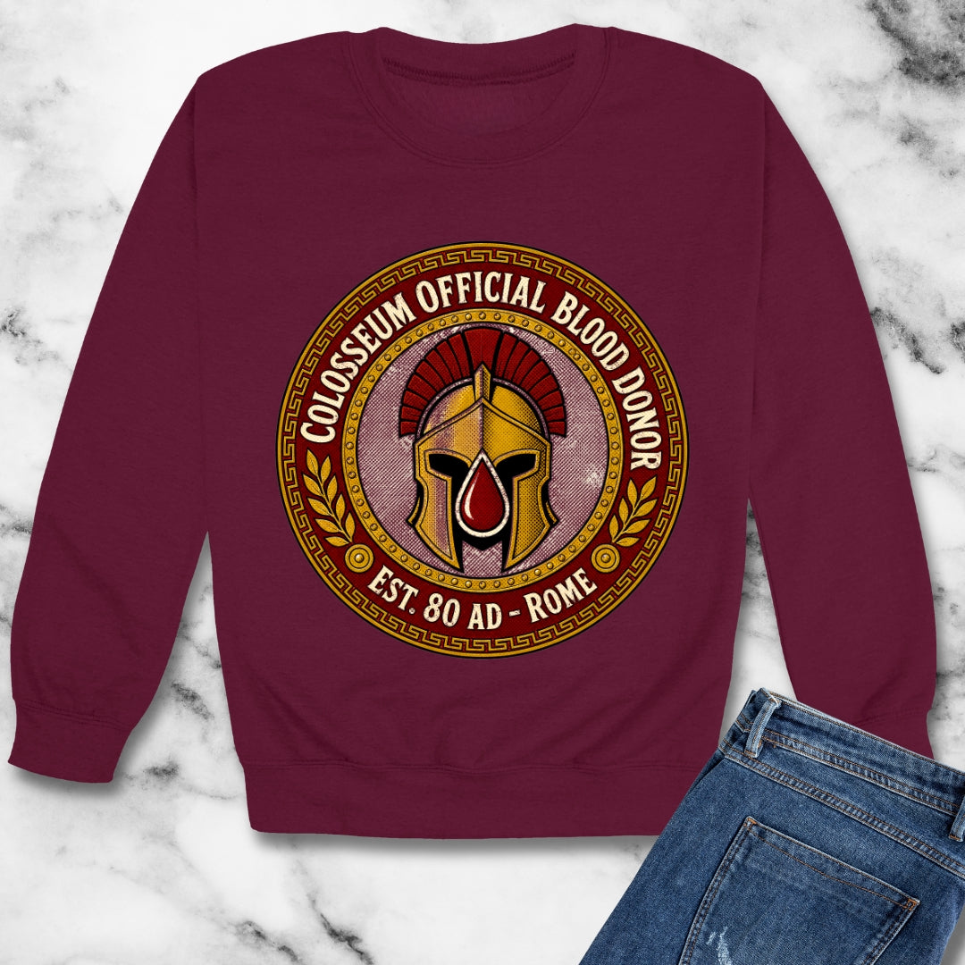 Colosseum Official Blood Donor Unisex Heavy Crewneck Sweatshirt