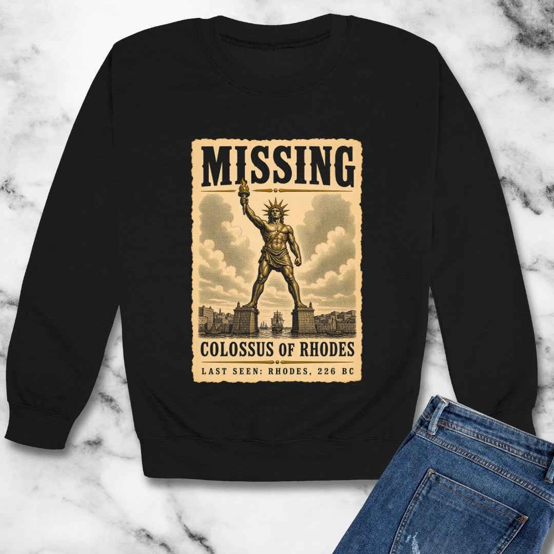Missing Colossus of Rhodes Poster Unisex Heavy Crewneck Sweatshirt