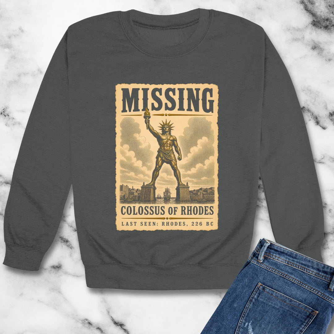 Missing Colossus of Rhodes Poster Unisex Heavy Crewneck Sweatshirt