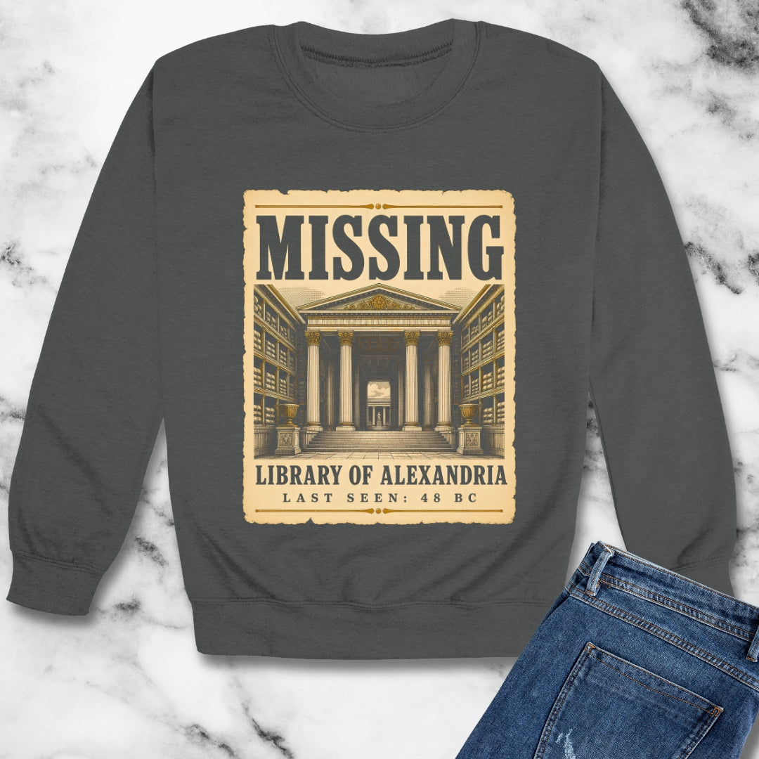 Missing Library of Alexandria Poster Unisex Heavy Crewneck Sweatshirt