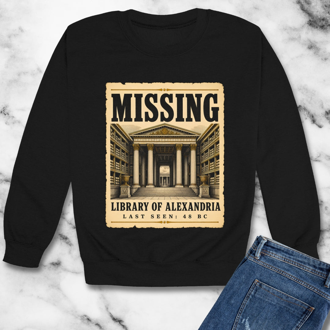 Missing Library of Alexandria Poster Unisex Heavy Crewneck Sweatshirt