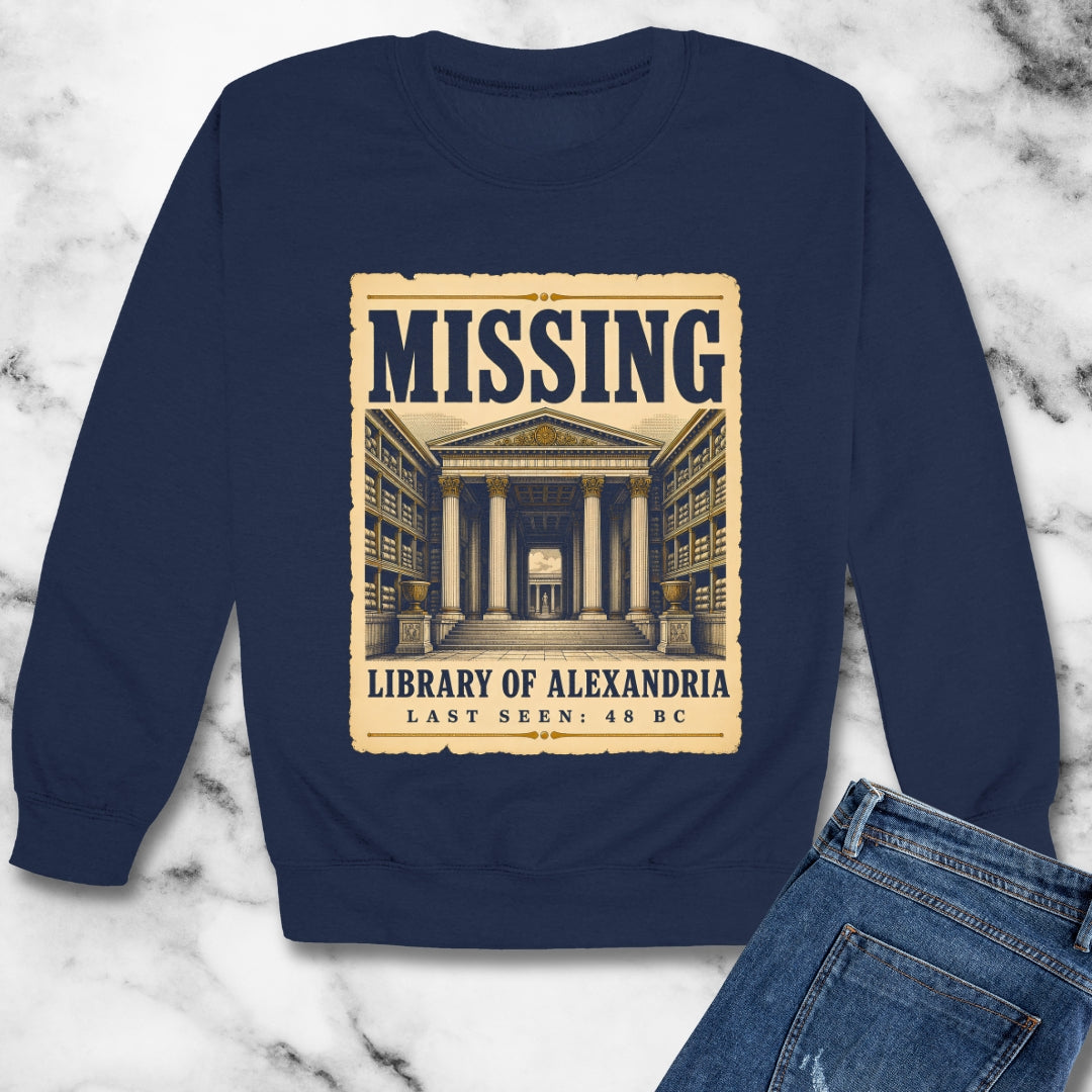 Missing Library of Alexandria Poster Unisex Heavy Crewneck Sweatshirt