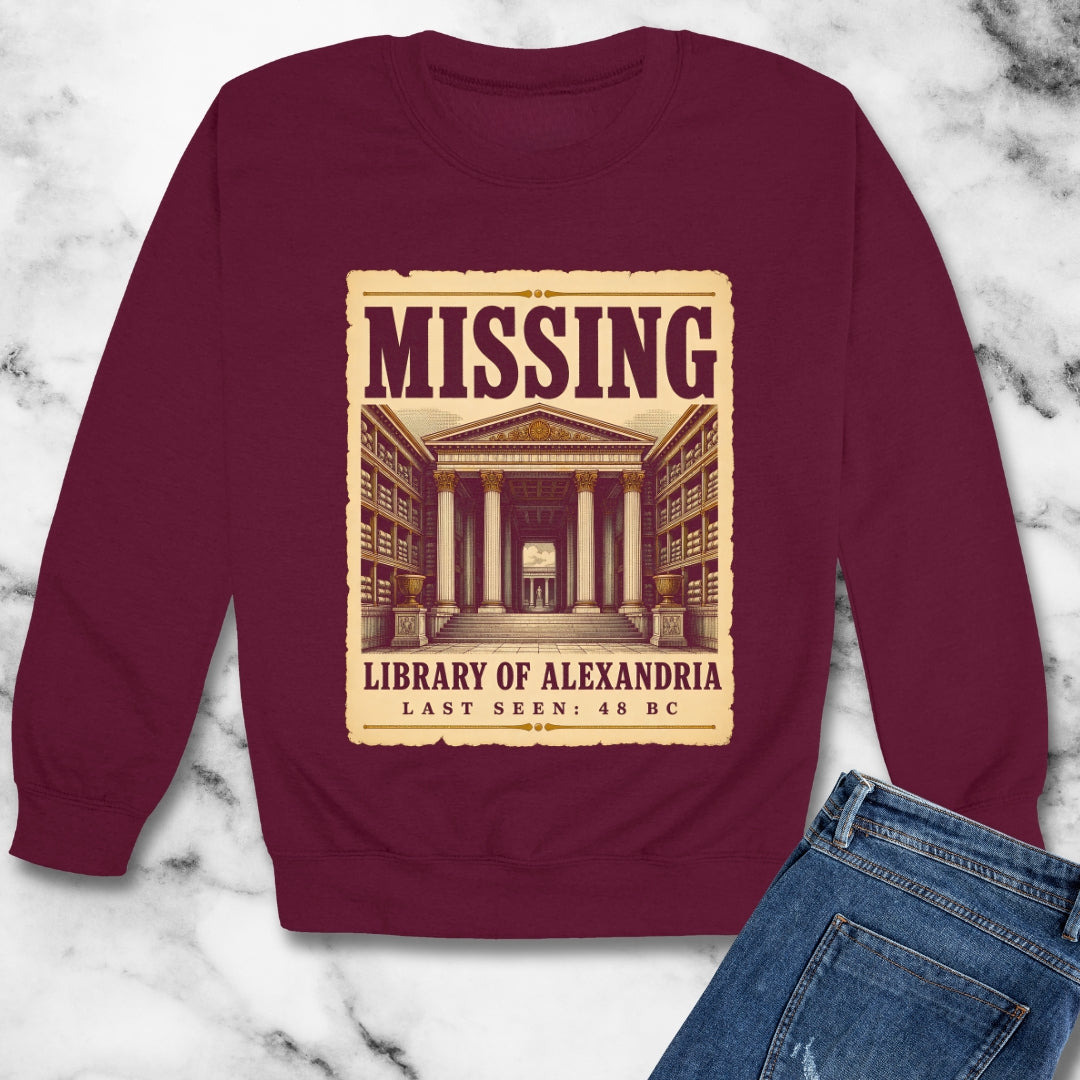 Missing Library of Alexandria Poster Unisex Heavy Crewneck Sweatshirt
