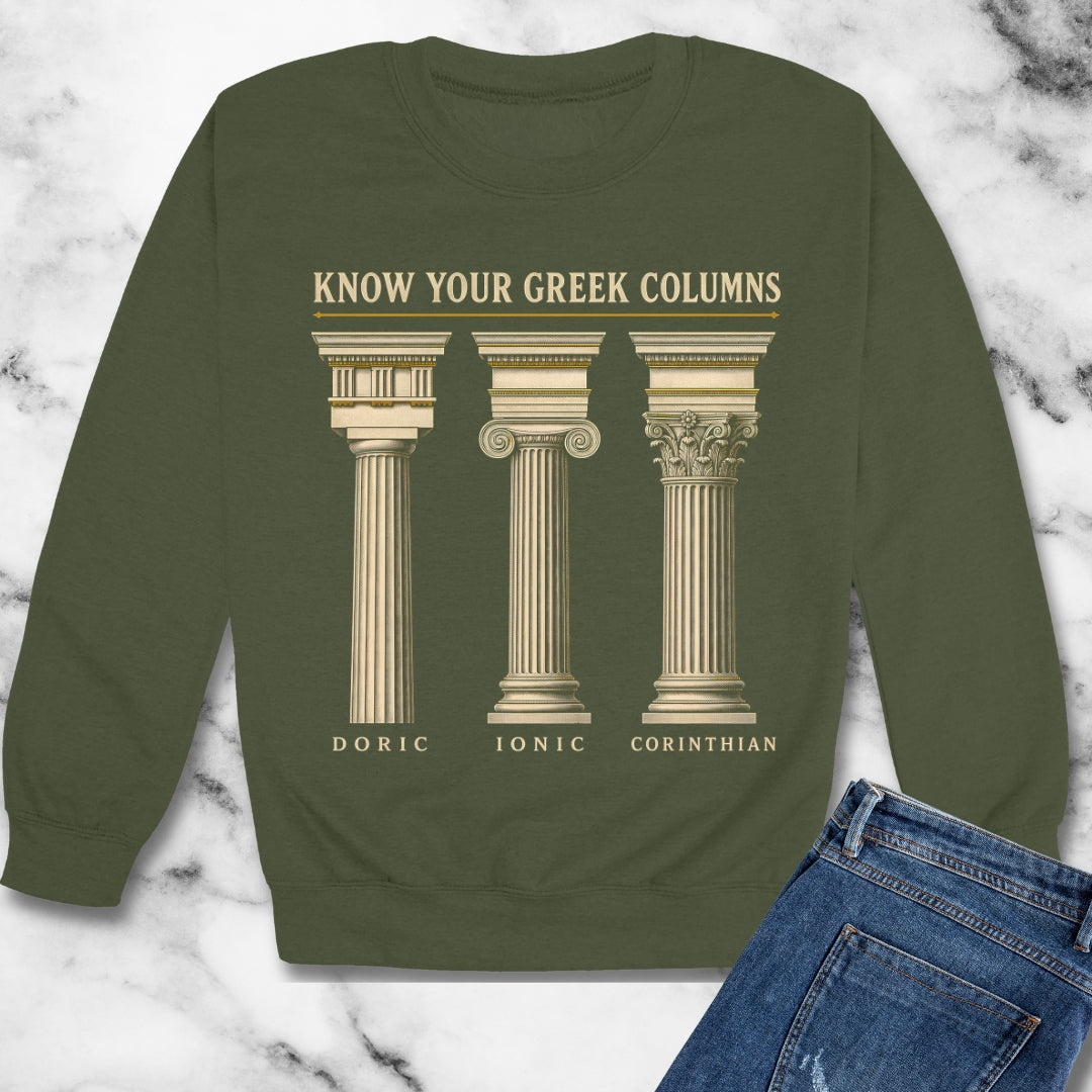 Know Your Greek Columns Unisex Heavy Crewneck Sweatshirt