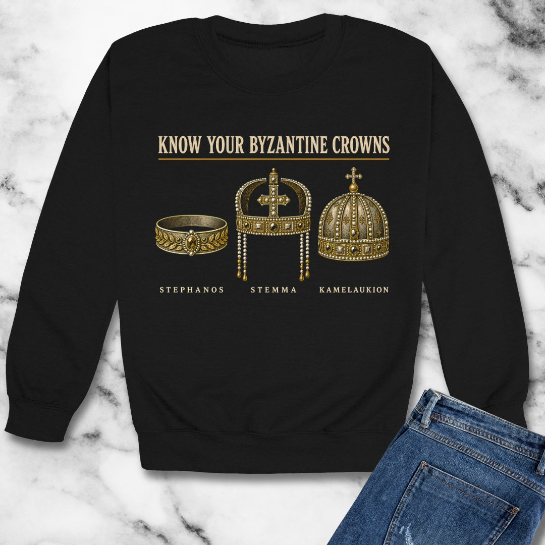 Know Your Byzantine Crowns Unisex Heavy Crewneck Sweatshirt