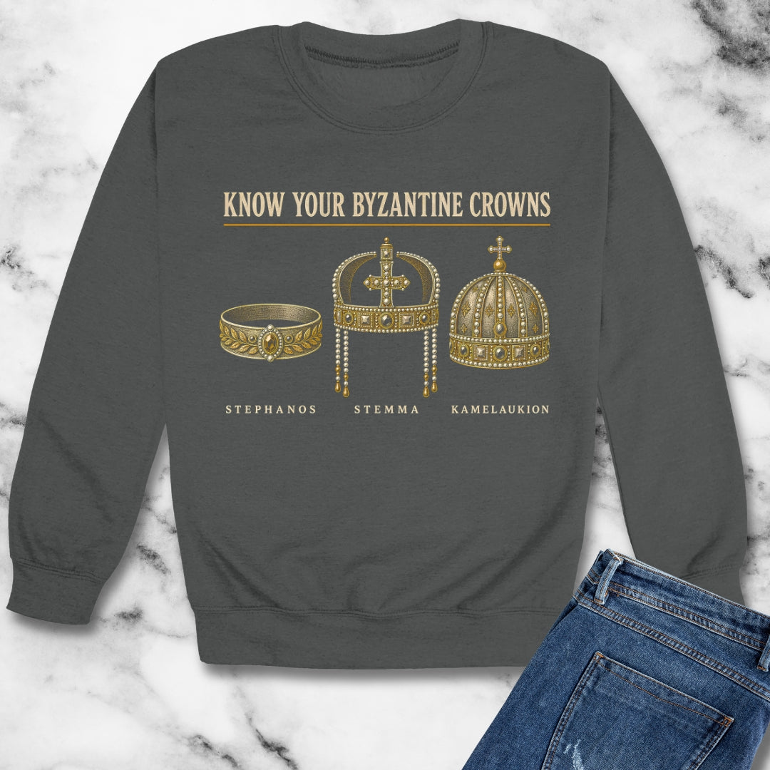 Know Your Byzantine Crowns Unisex Heavy Crewneck Sweatshirt