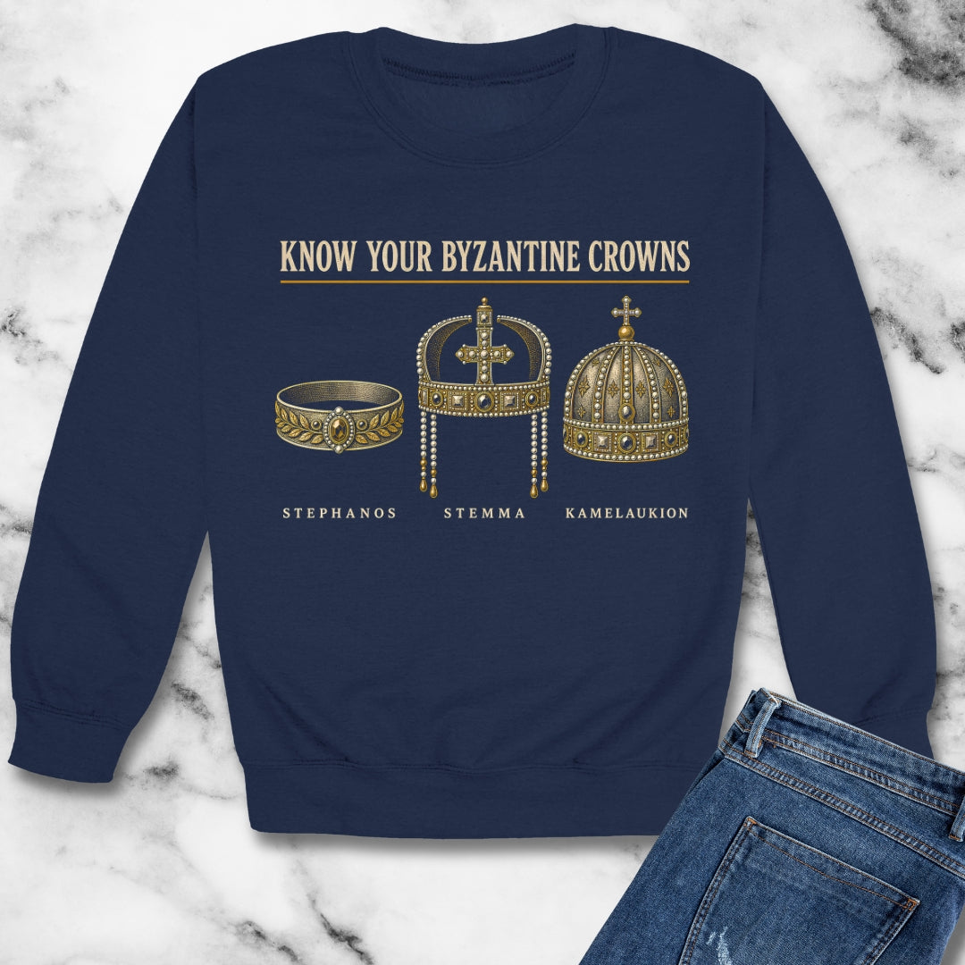Know Your Byzantine Crowns Unisex Heavy Crewneck Sweatshirt