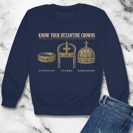 Know Your Byzantine Crowns Unisex Heavy Crewneck Sweatshirt