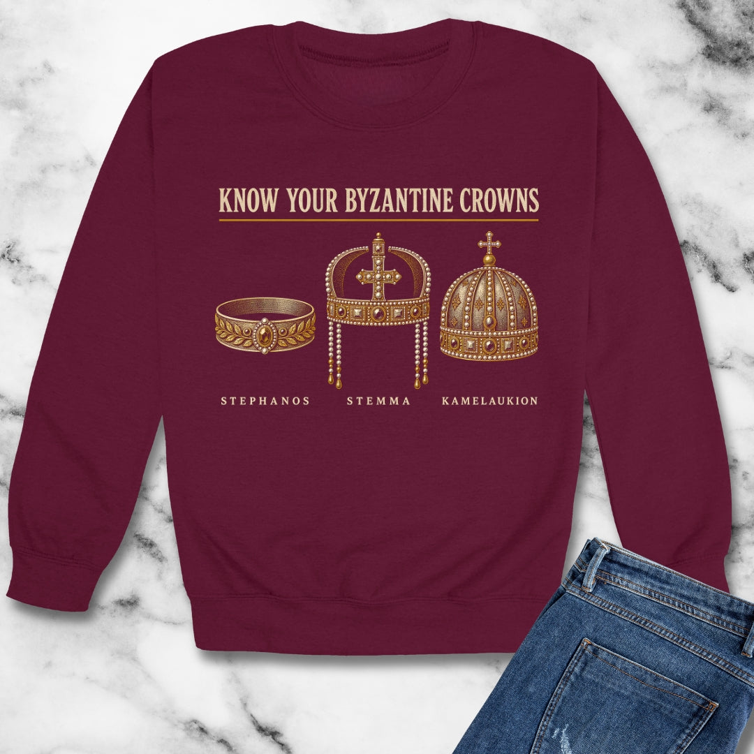Know Your Byzantine Crowns Unisex Heavy Crewneck Sweatshirt