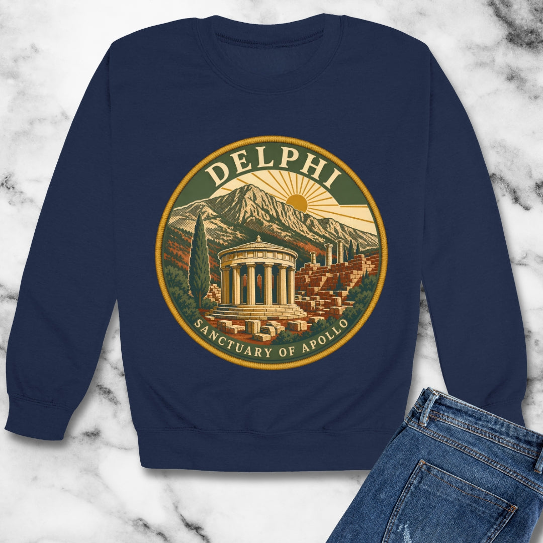 Delphi Sanctuary of Apollo Patch Unisex Heavy Crewneck Sweatshirt