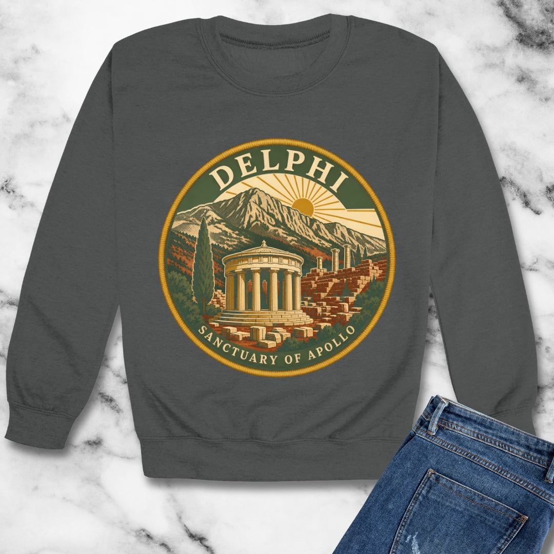 Delphi Sanctuary of Apollo Patch Unisex Heavy Crewneck Sweatshirt