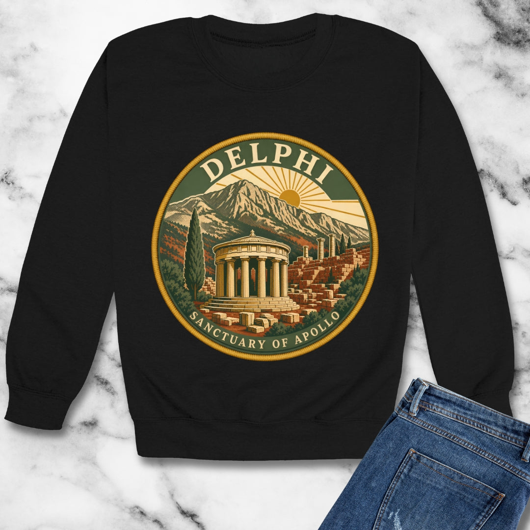 Delphi Sanctuary of Apollo Patch Unisex Heavy Crewneck Sweatshirt