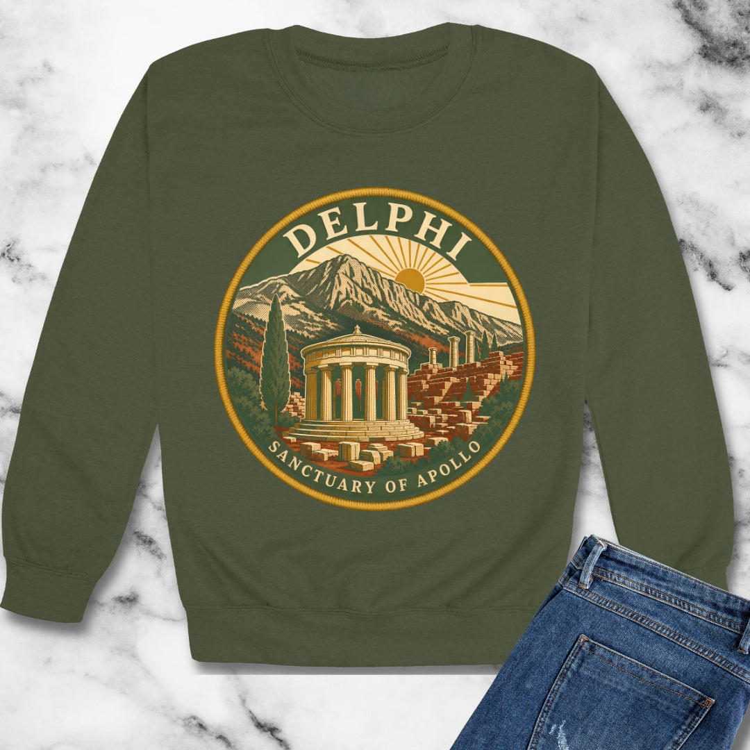 Delphi Sanctuary of Apollo Patch Unisex Heavy Crewneck Sweatshirt