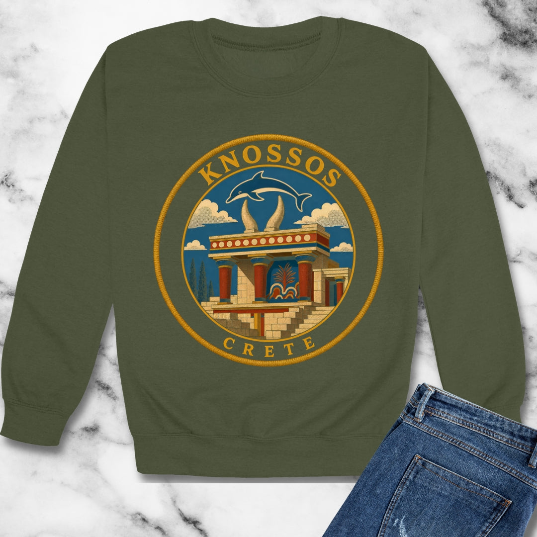 Knossos Crete Palace Patch Unisex Heavy Crewneck Sweatshirt